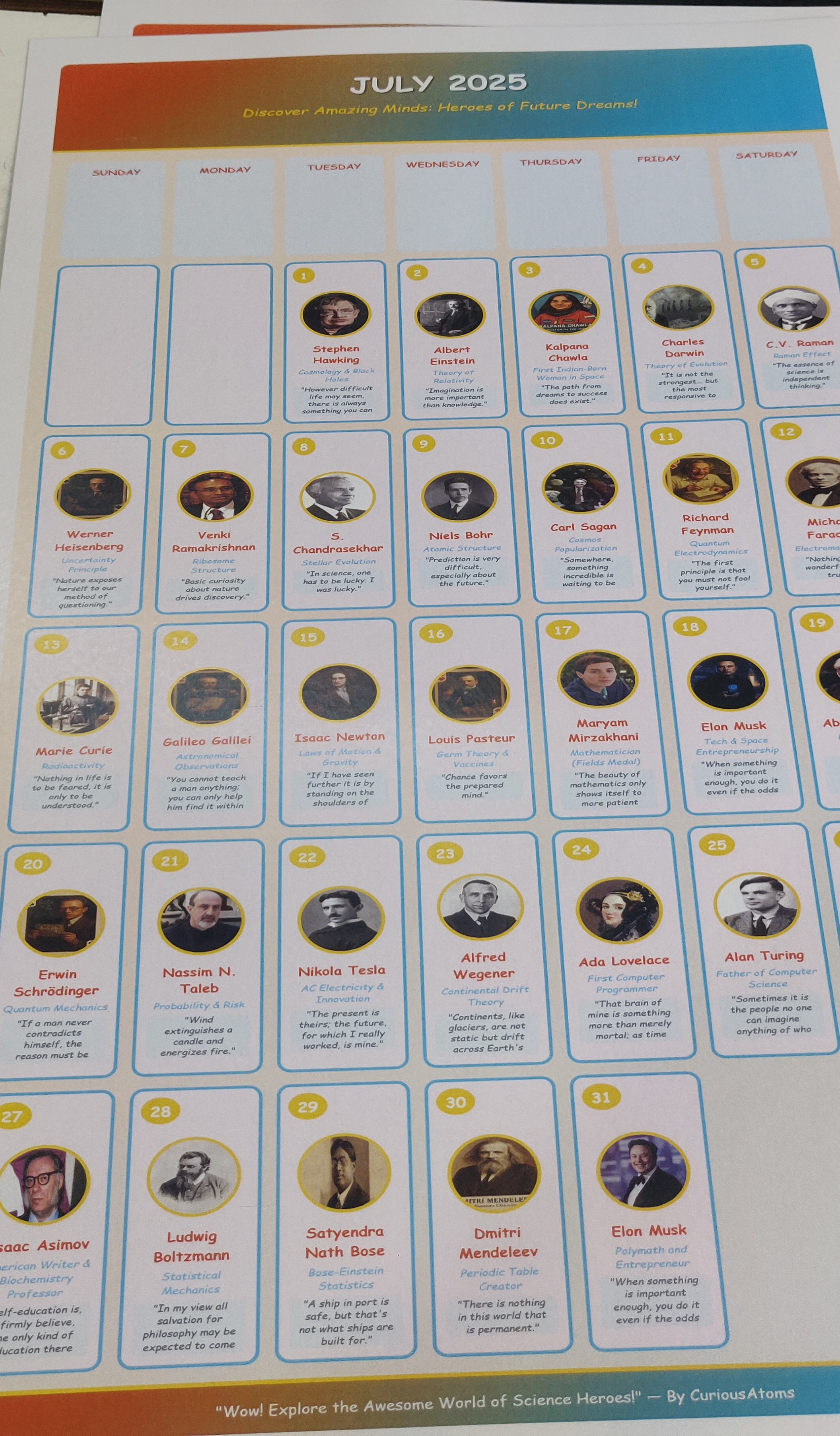 Scientists Calendar